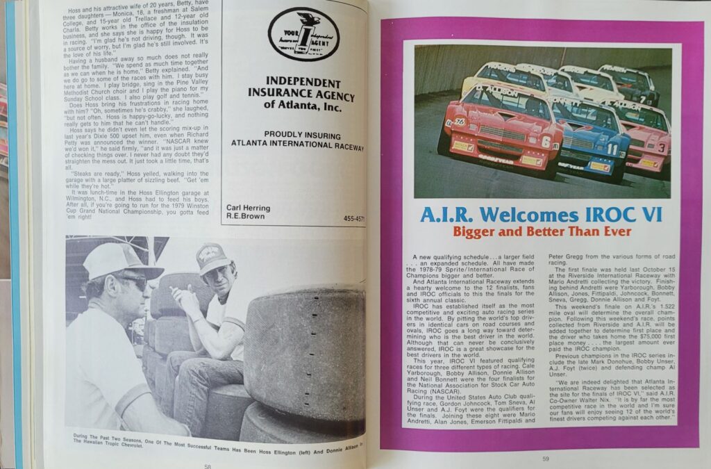 1979 NASCAR Atlanta 500 Program - Pages 58-59