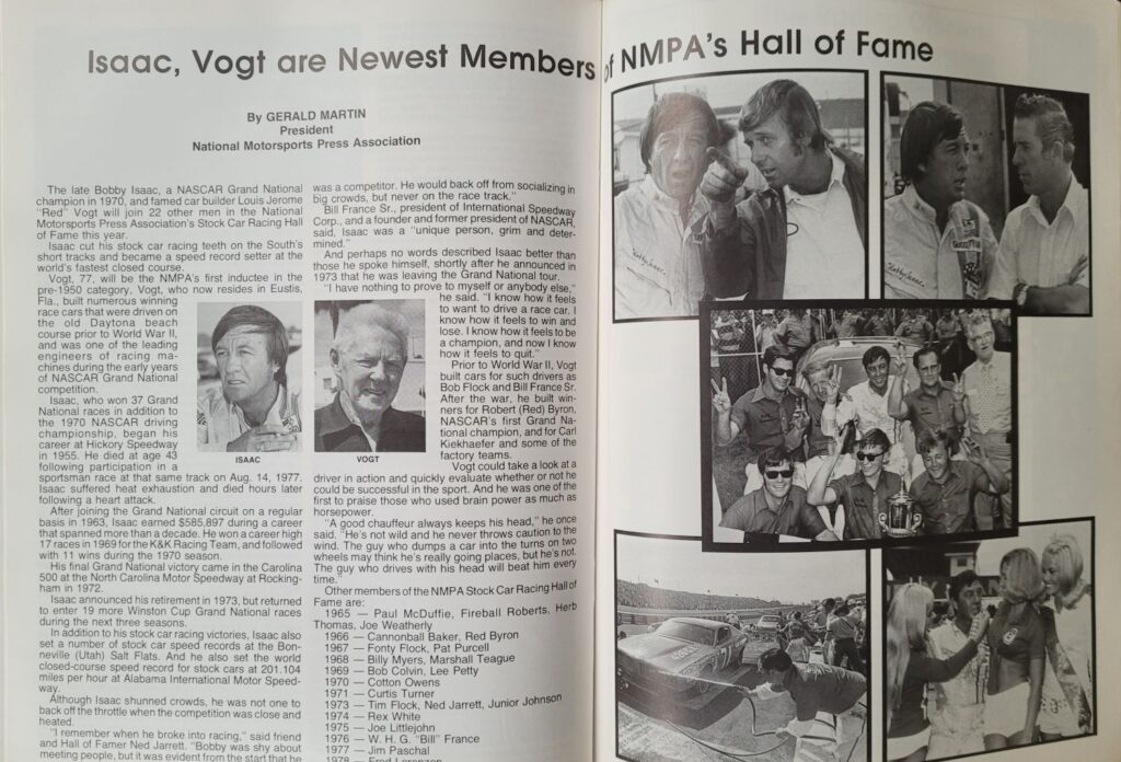 1979 NASCAR Bristol Volunteer 500 Program - NMPA Inductees