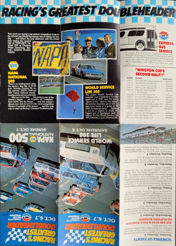 1979 NASCAR Charlotte NAPA National 500 Ticketing Brochure - Exterior