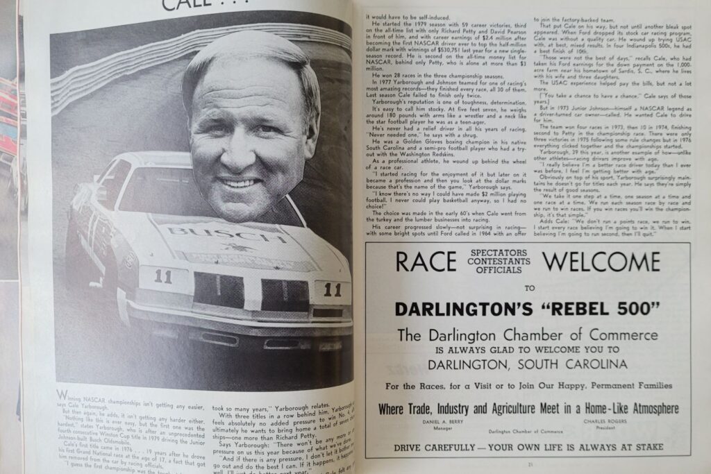 1979 NASCAR Darlington CRC Chemicals Rebel 500 Program - Pages 20-21