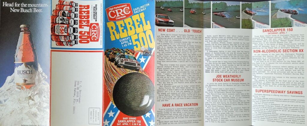 1979 NASCAR Darlington CRC Chemicals Rebel 500 Ticketing Brochure - Exterior