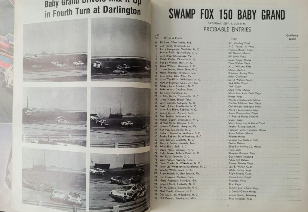 1979 NASCAR Darlington Southern 500 Program - Pages 20-21