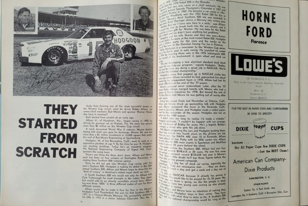 1979 NASCAR Darlington Southern 500 Program - Pages 78-79