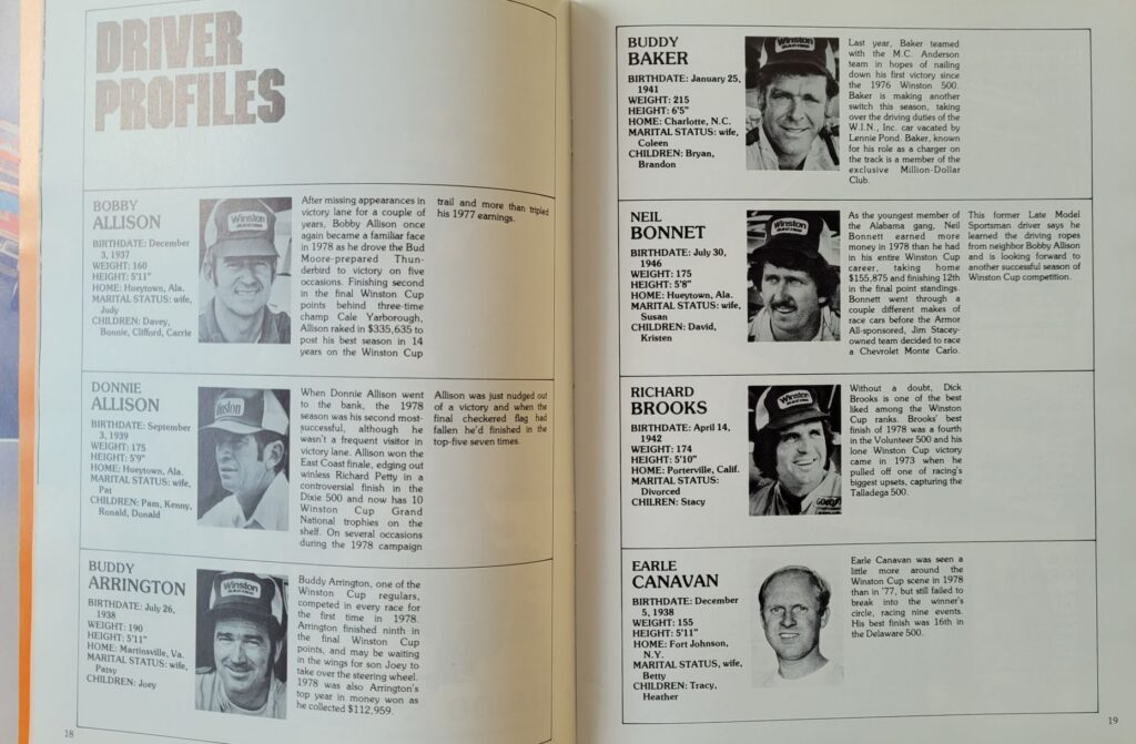 1979 NASCAR Michigan Champion Spark Plug 400 Program - Pages 18-19