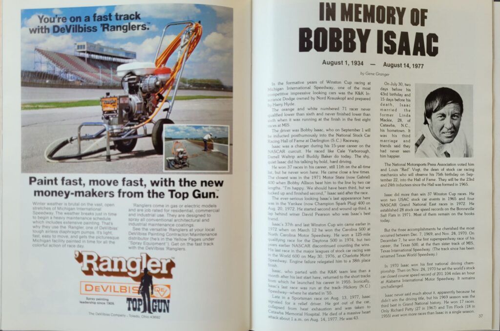 1979 NASCAR Michigan Champion Spark Plug 400 Program - Pages 36-37