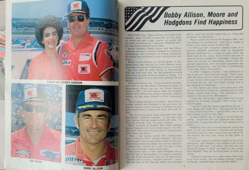 1979 NASCAR NCMS Rockingham American 500 Program - Pages 4-5