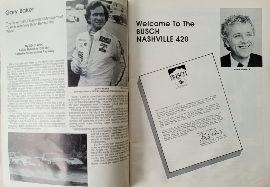 1979 NASCAR Nashville Busch 420 Program - Welcome to Nashville