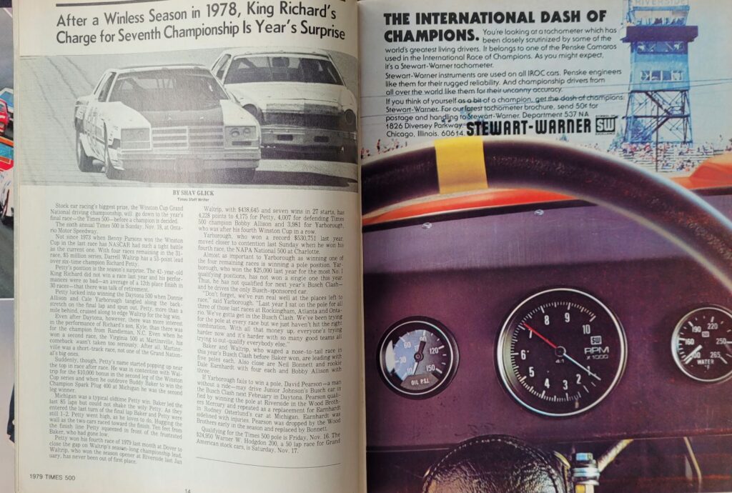 1979 NASCAR Ontario Los Angeles Times 500 Program - Pages 14-15