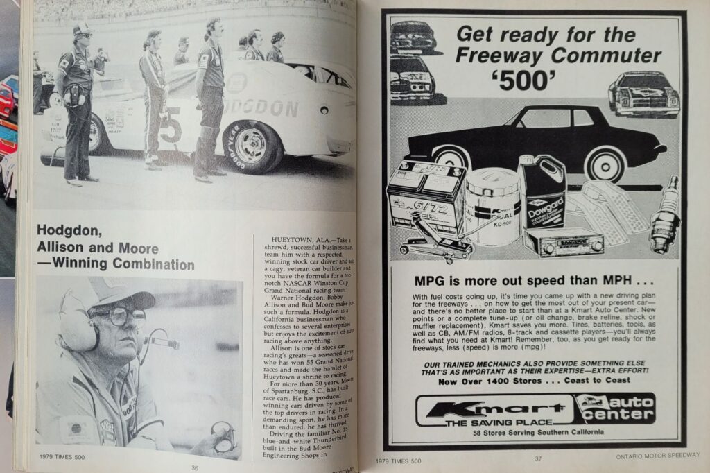 1979 NASCAR Ontario Los Angeles Times 500 Program - Pages 36-37