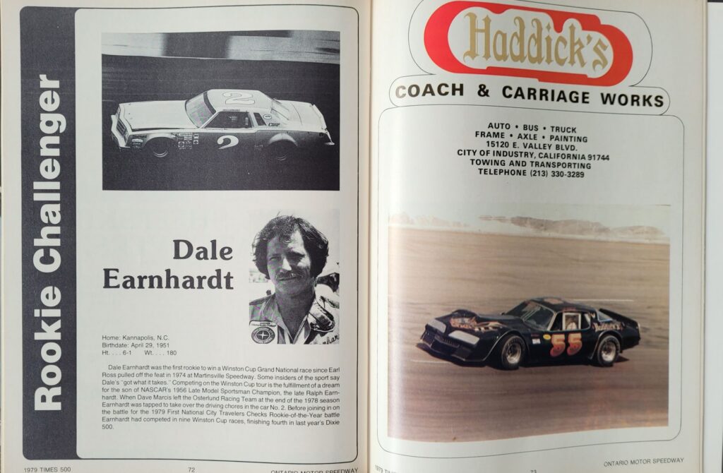 1979 NASCAR Ontario Los Angeles Times 500 Program - Pages 72-73