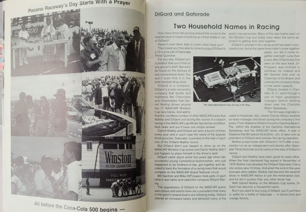 1979 NASCAR Pocono Coca-Cola 500 Program - DiGard and Gatorade