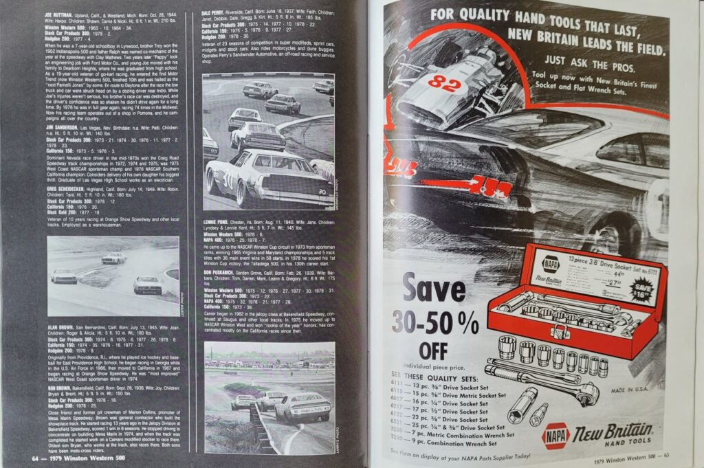 1979 NASCAR Riverside Winston Western 500 Program - Pages 64-65